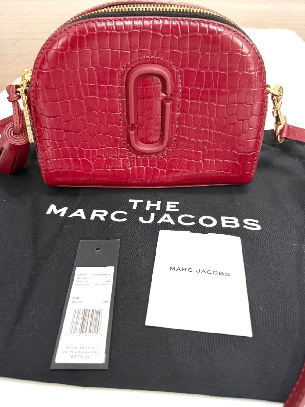 Marc Jacobs Shutter Croc-Embossed Leather Crossbody Bag - Vachetta Red